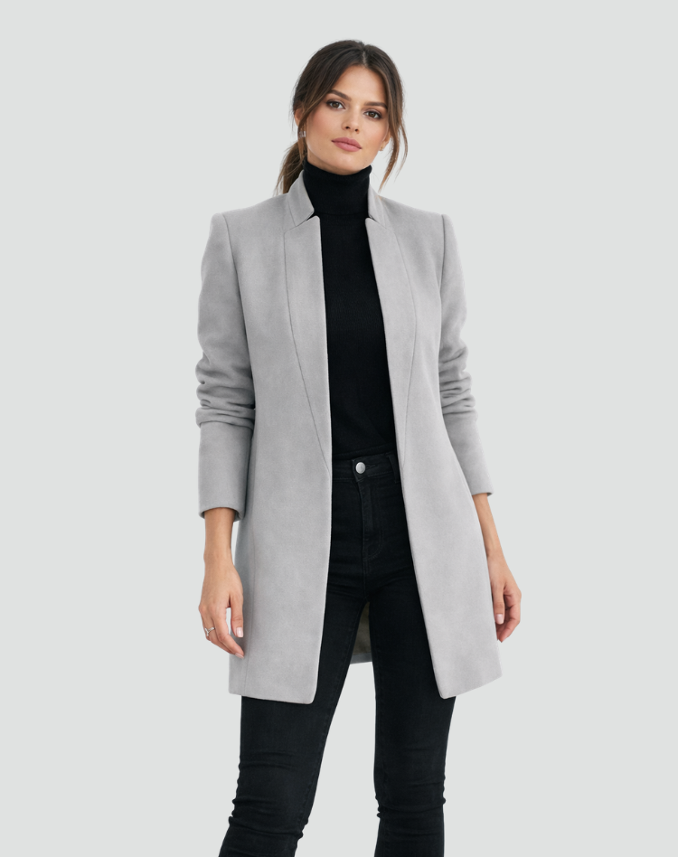 Ladies' Regular Fit Wool Round Neck Classic Coat