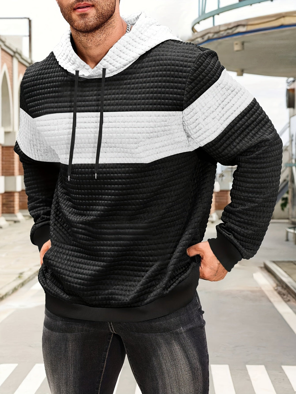 Rutherford | Color-Block Textured Hoodie