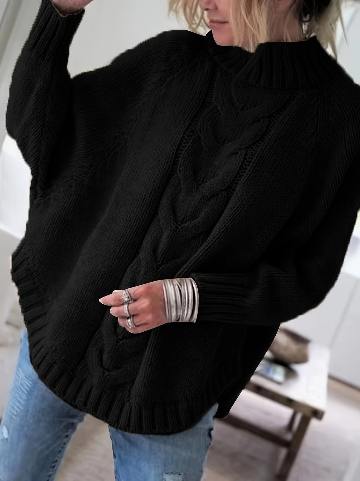 Women's Ribbed Pullover with Flared Hem