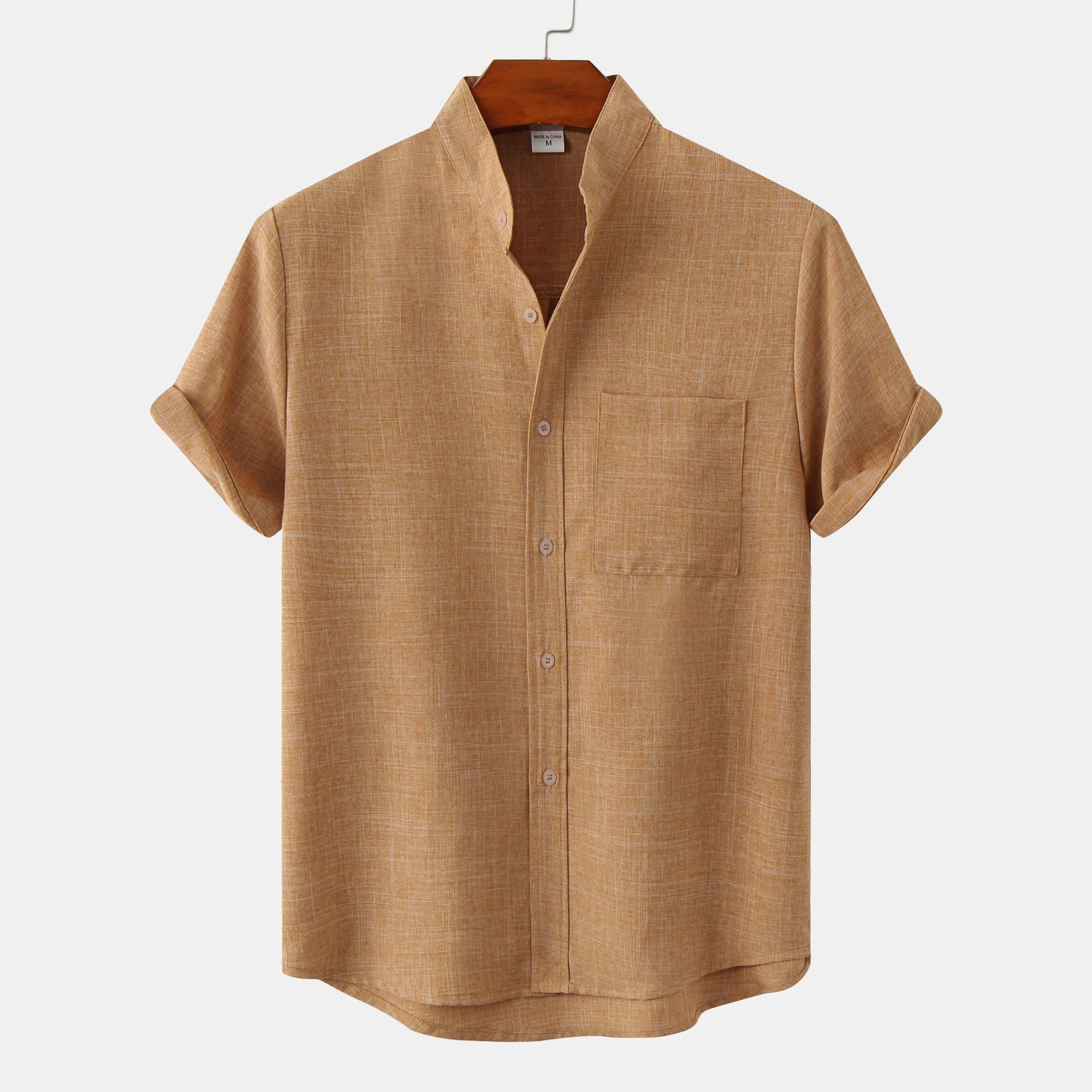 Solid Colour Cotton Button-Up