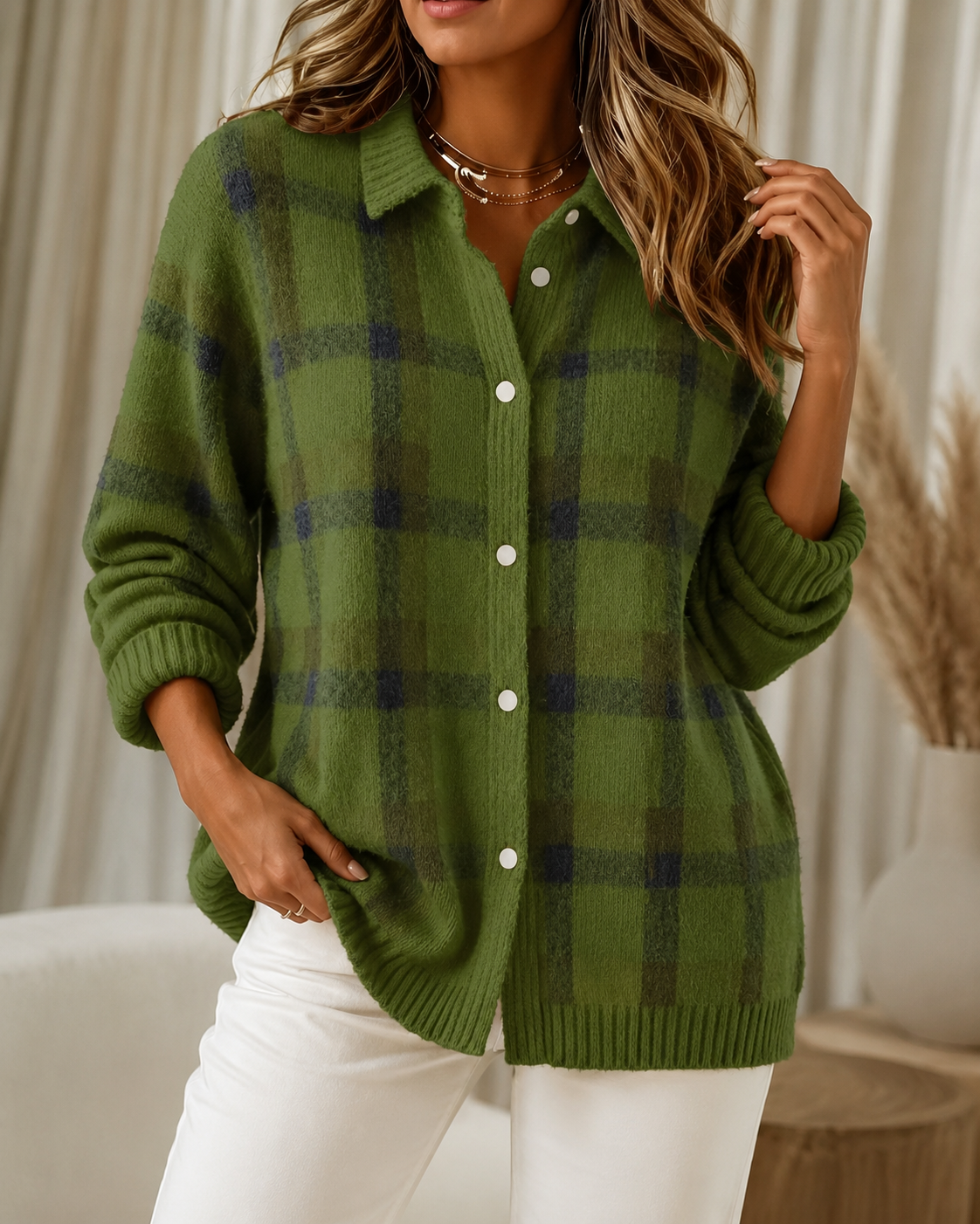 Tesa | Plaid Knit Cardigan