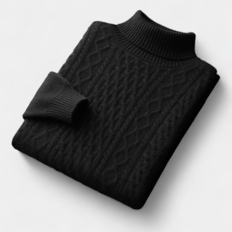 OLD MONEY Merino Wool Knitted Turtleneck Sweater