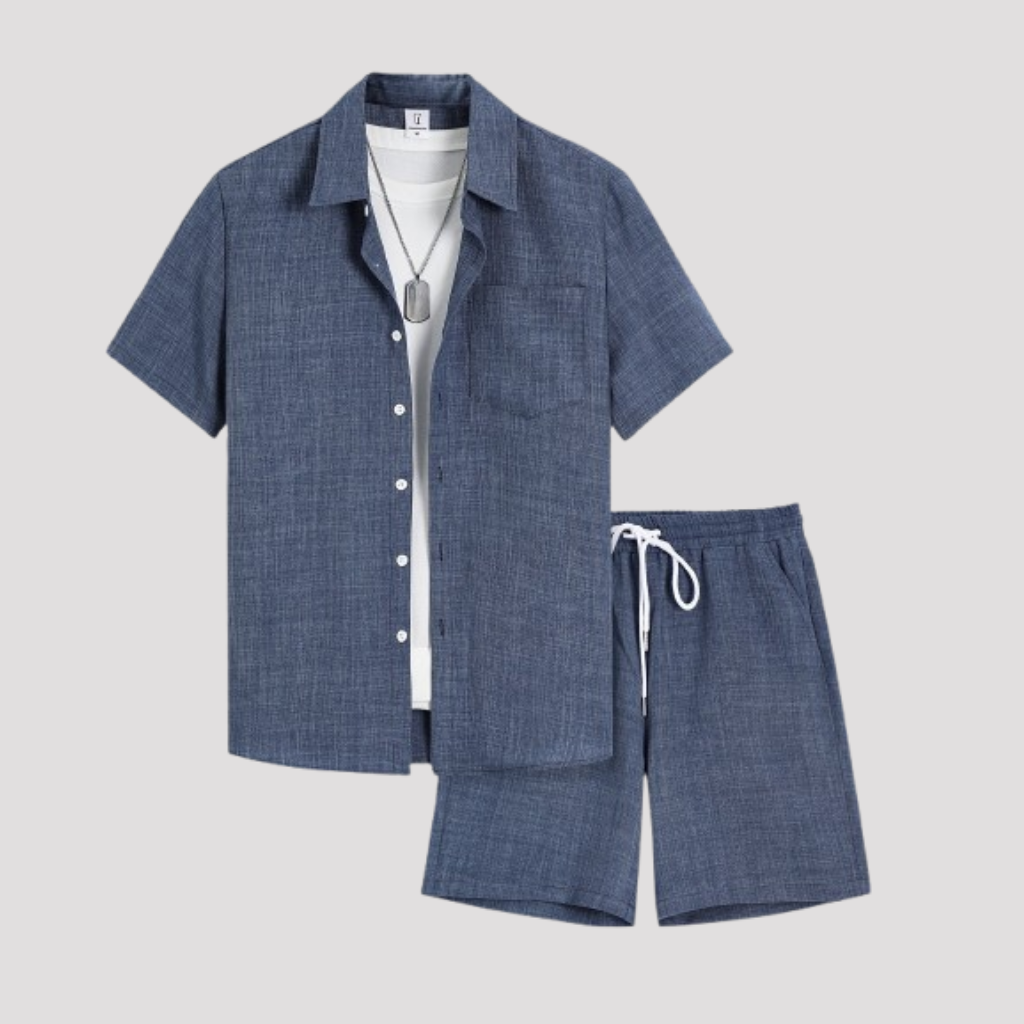 Men's Summer Set with Short Sleeves and Casual Shorts
