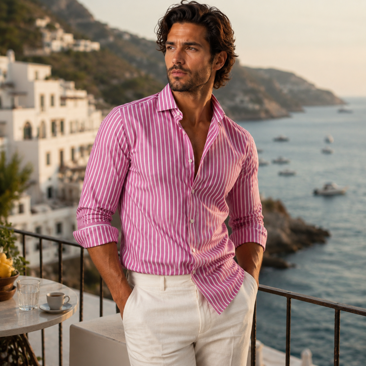 The Asheville Men’s Breathable Smart Fit Striped Linen Shirt