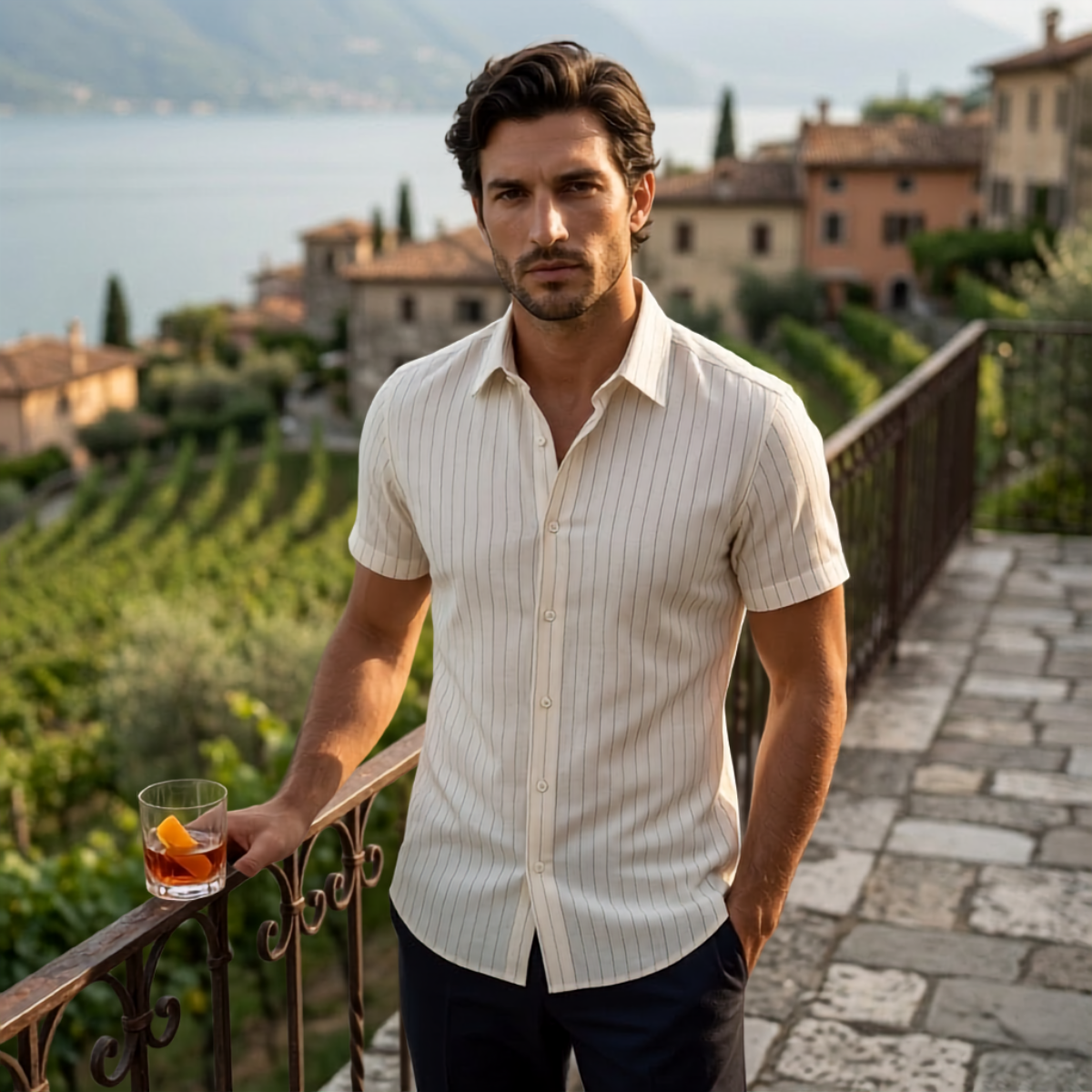 The Bardolino Men's Short Sleeve Button Shirt