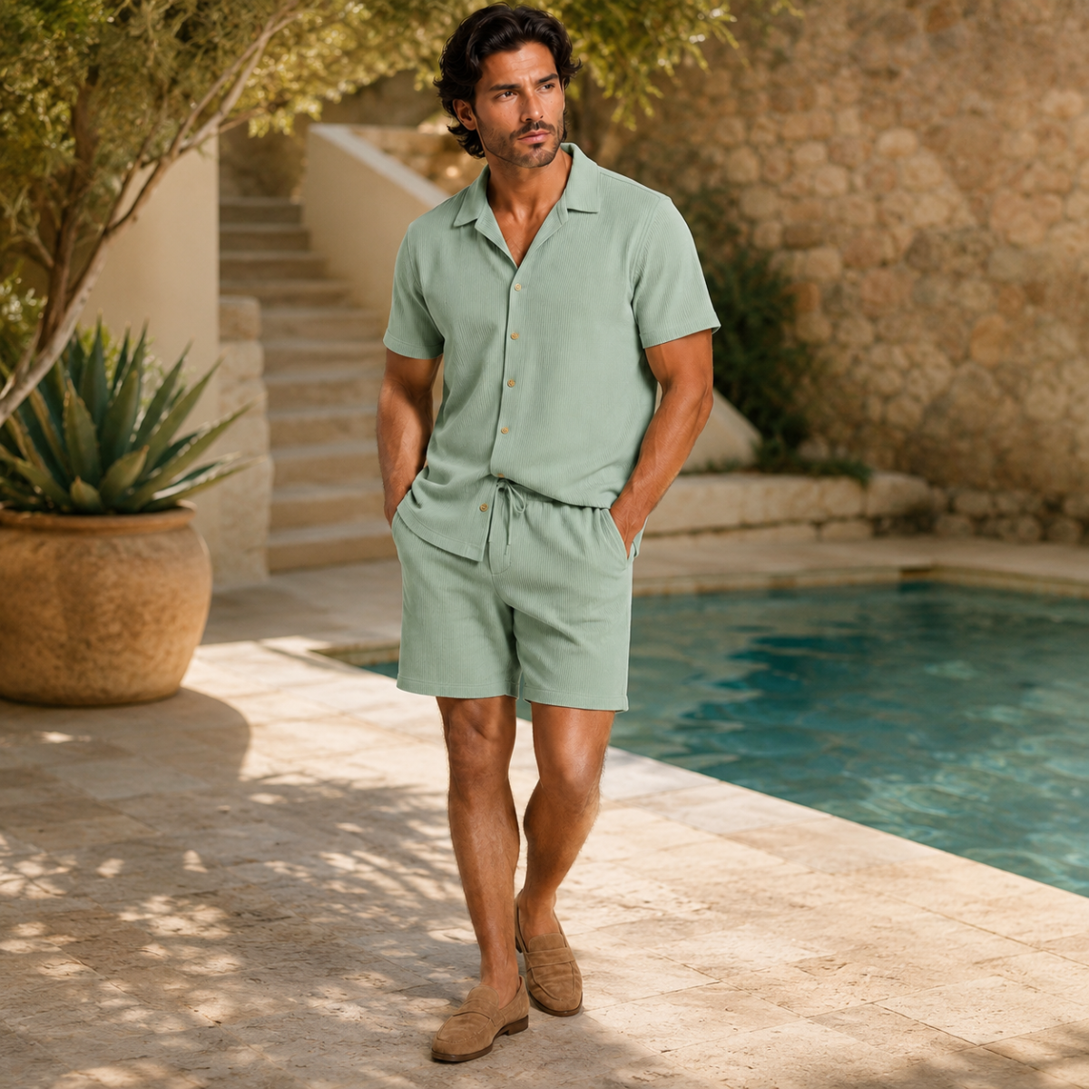 The Corsica Linen Set – Summer Shirt & Trousers for Men