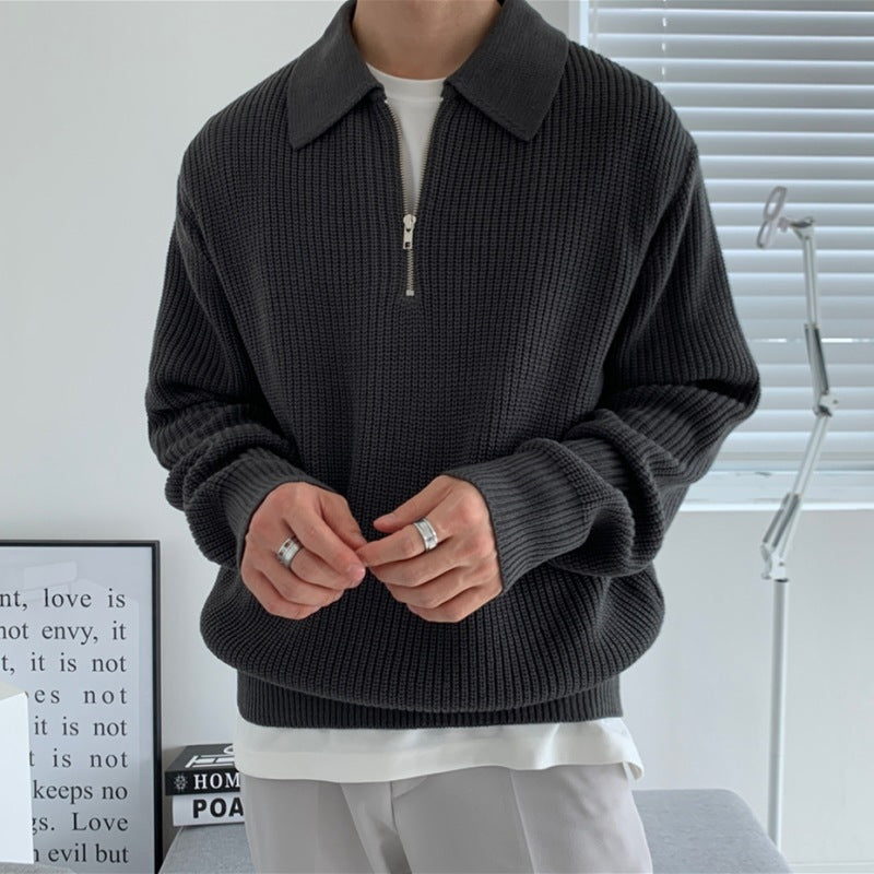 Classic Knitted Zip Jumper for Men with Relaxed Fit
