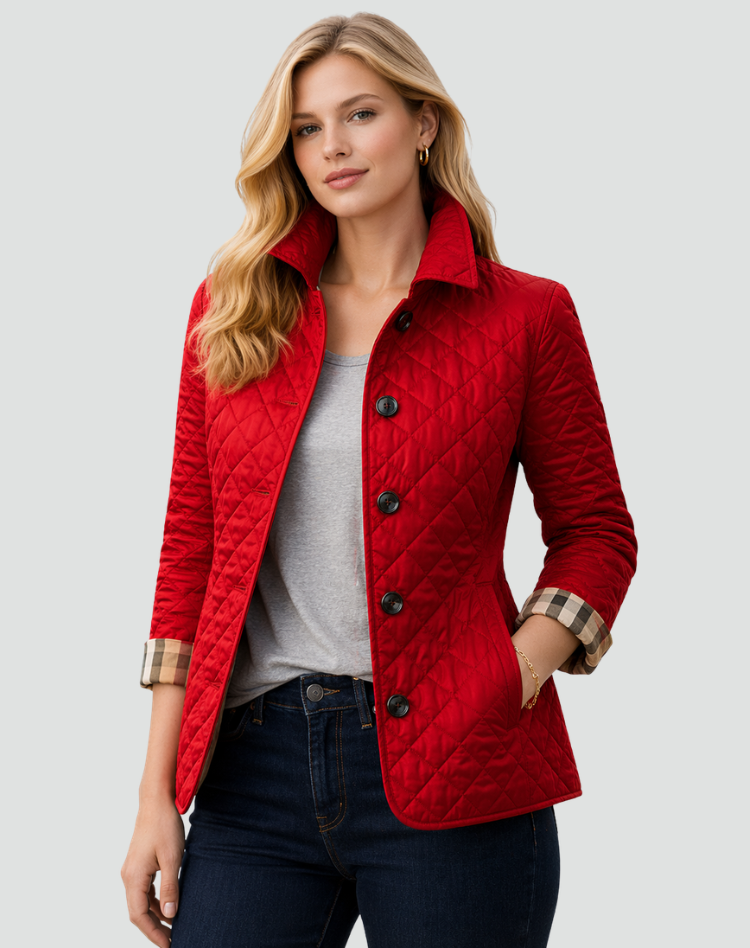 Ladies' Mid-Season Jacket Regular Fit Quilted with Collar and Buttons