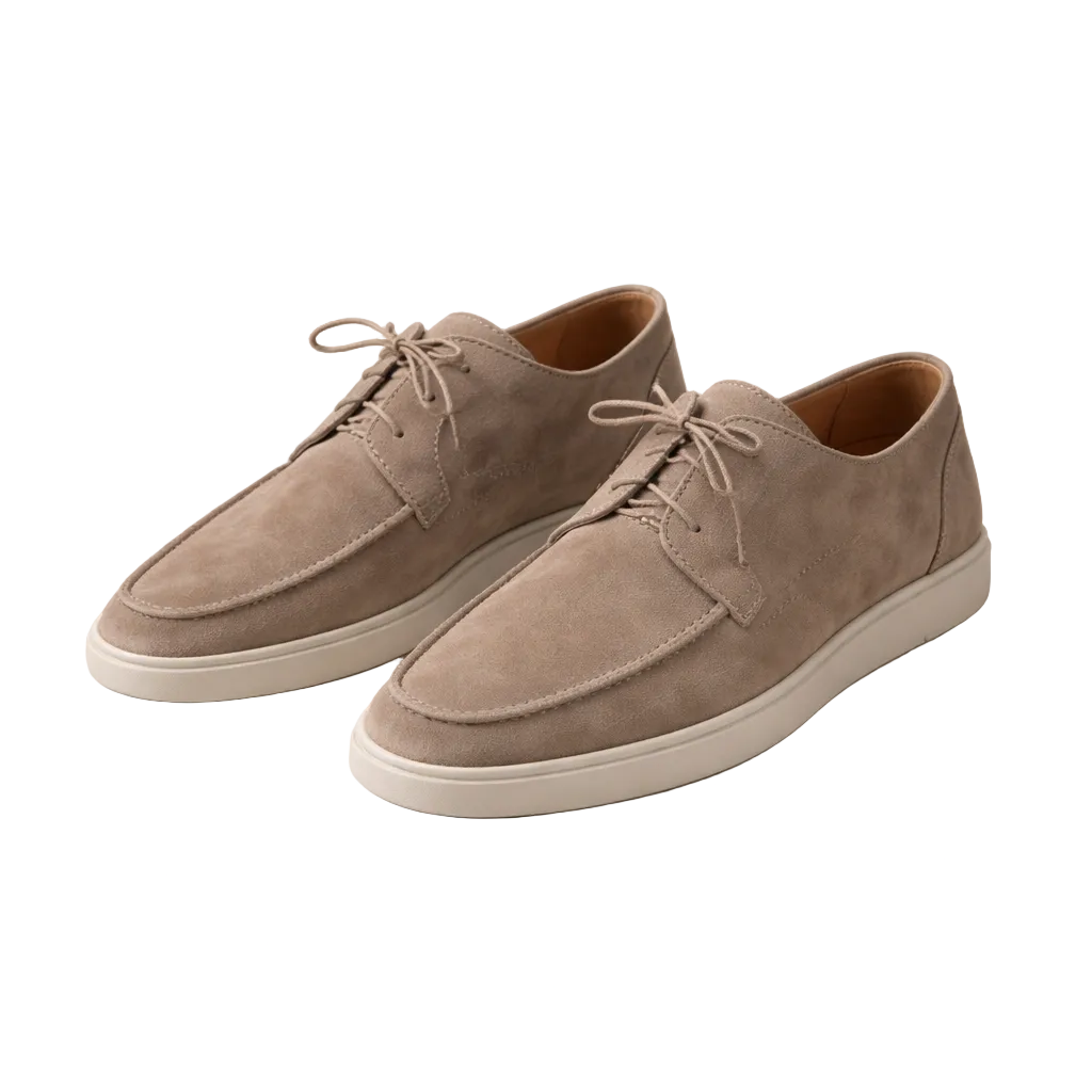 Suede Loafers for Men Regular Fit Leather Lace-Up Closed Toe