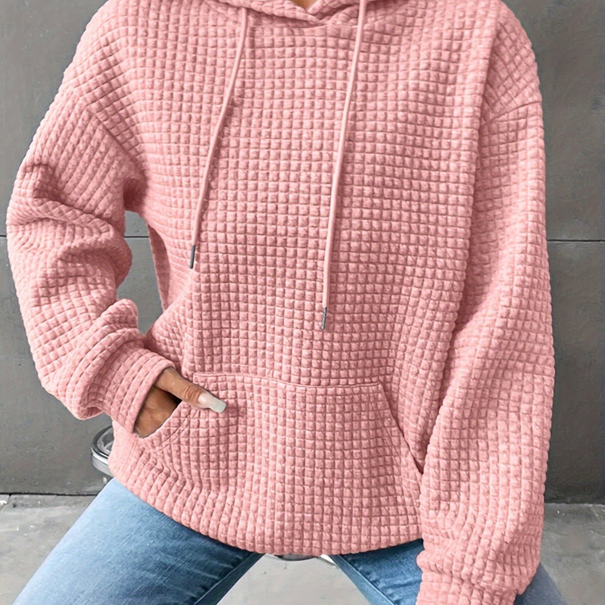 Women's Hooded Sweatshirt | Cozy Waffle Texture
