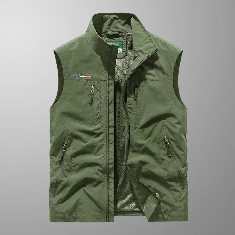 Men's Bodywarmer with Zip and Stand-Up Collar Outdoor Gilet