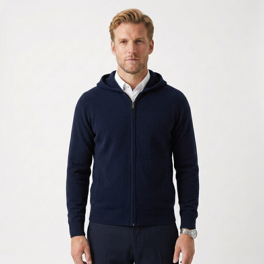 HOLLANDEN | MERINO WOOL CARDIGAN WITH HOOD FOR MEN