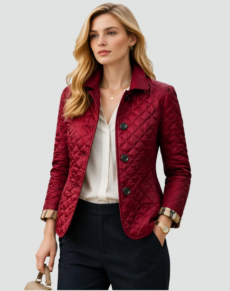 Quilted Women's Jacket with Check Pattern