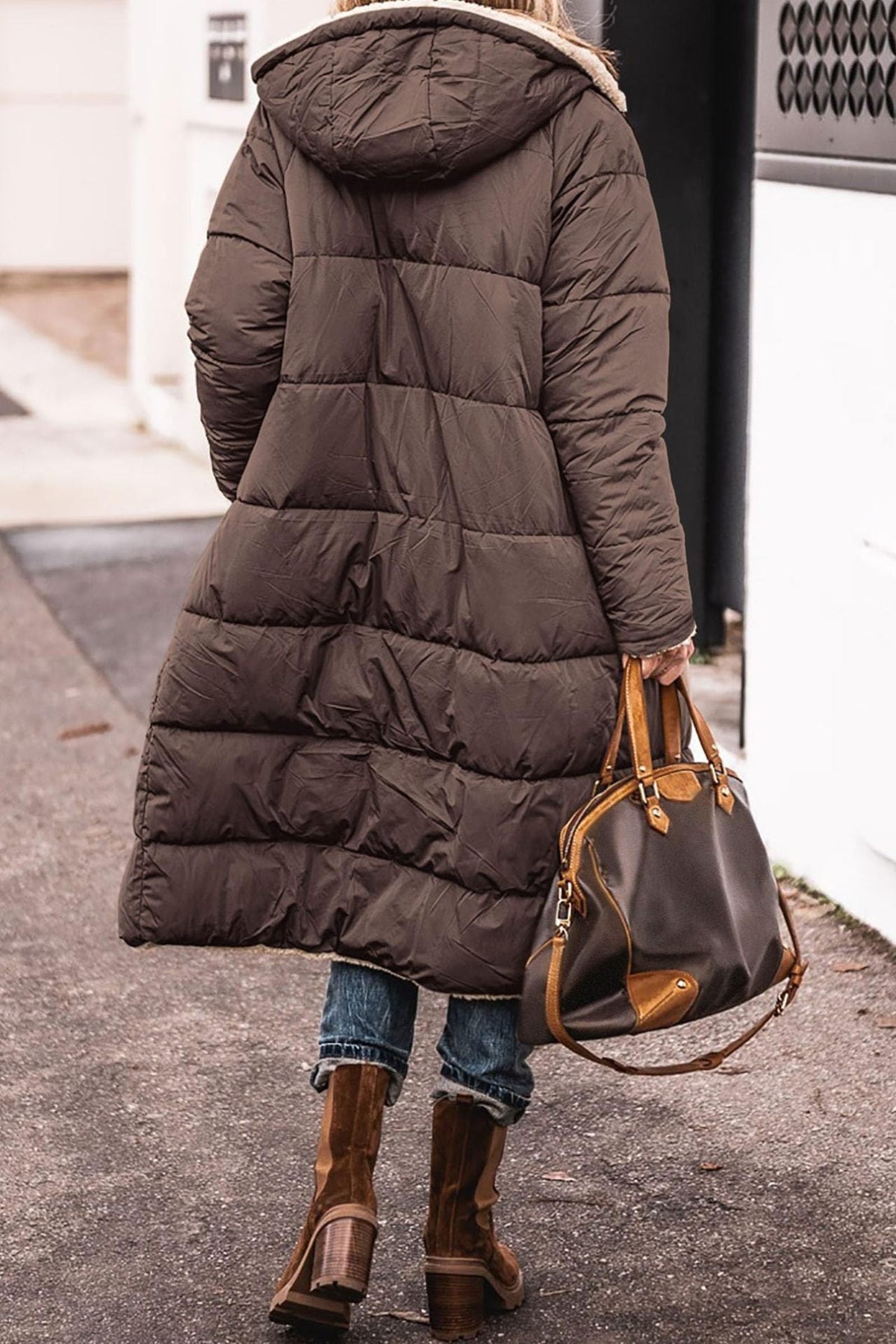 Frida | Cozy Long Padded Coat with Teddy Lining and Hood