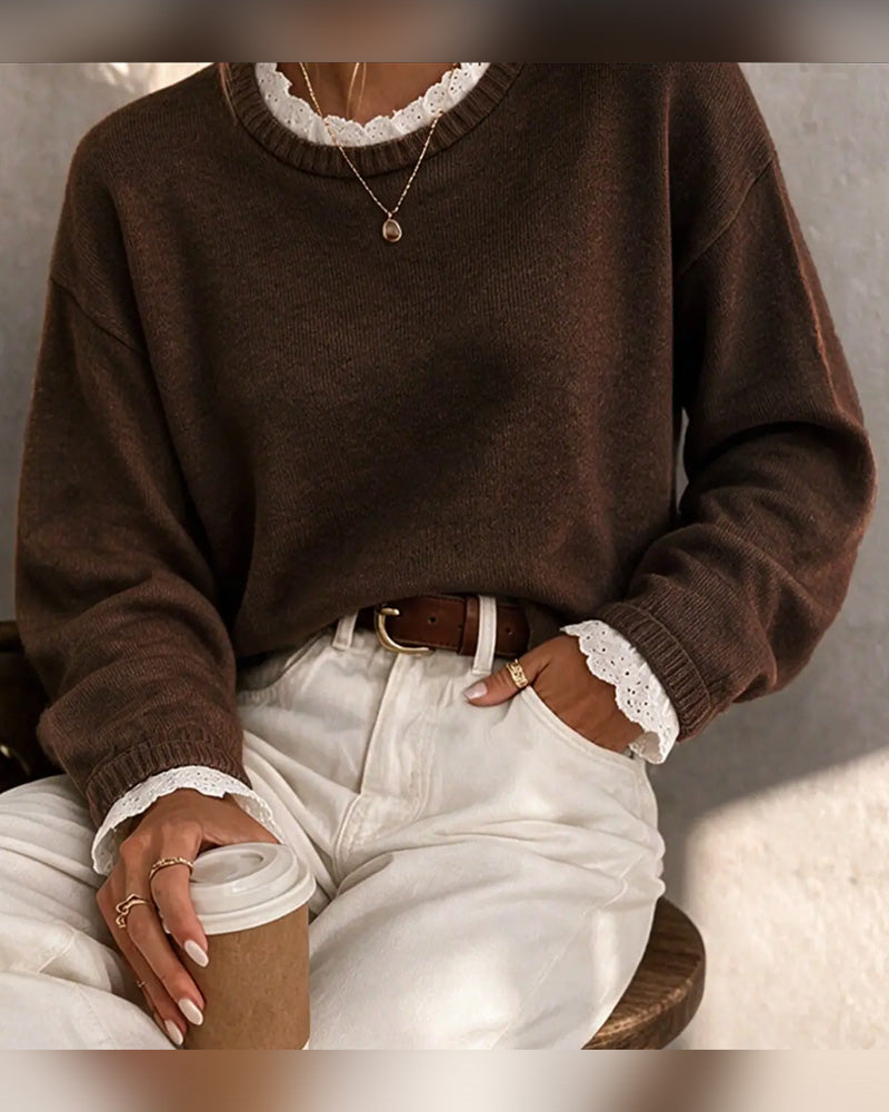 Classic Solid Crew Neck Long Sleeve Sweater