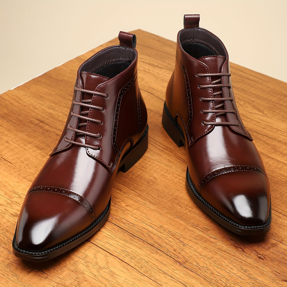 Redmond | Elegant Cap-Toe Lace-Up Boots