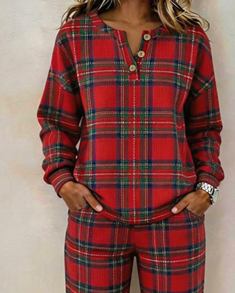 Plaid Relaxed Two-Piece Outfit
