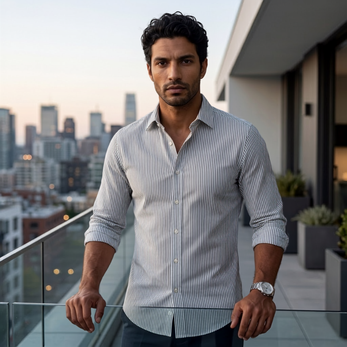 The Cody Men’s Smart Classic Striped Linen Shirt