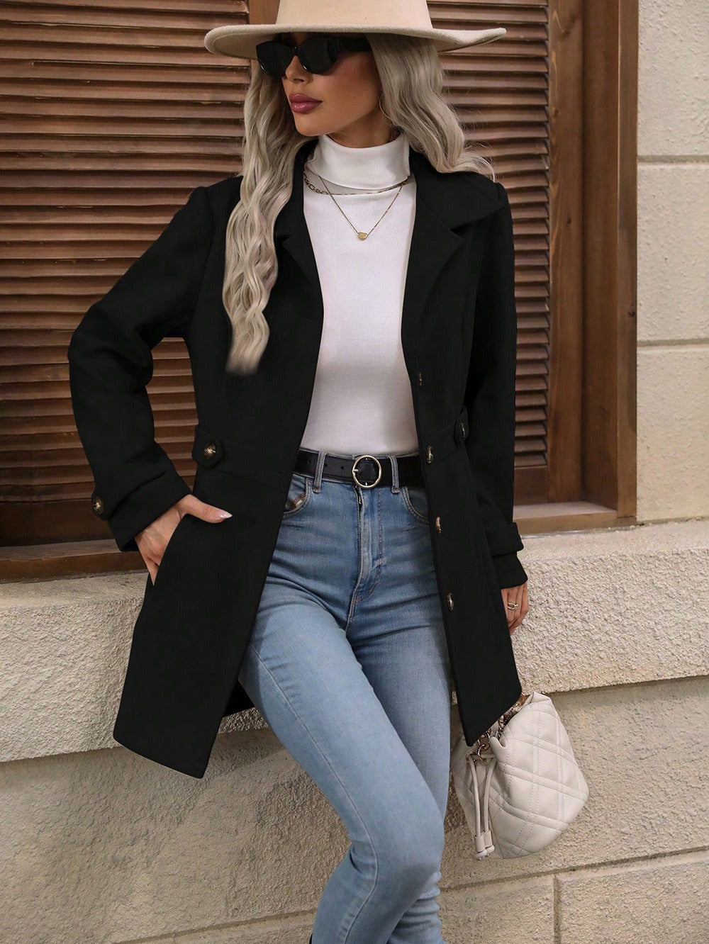 Trench Coat Ladies Mid-Season Coat with Belt