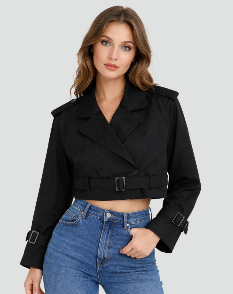 Ladies' Short Fit Cotton Trench Coat