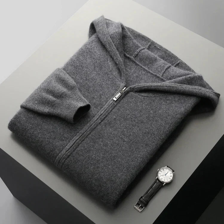 Luxury Cashmere Men's Zip-Up Hoodie