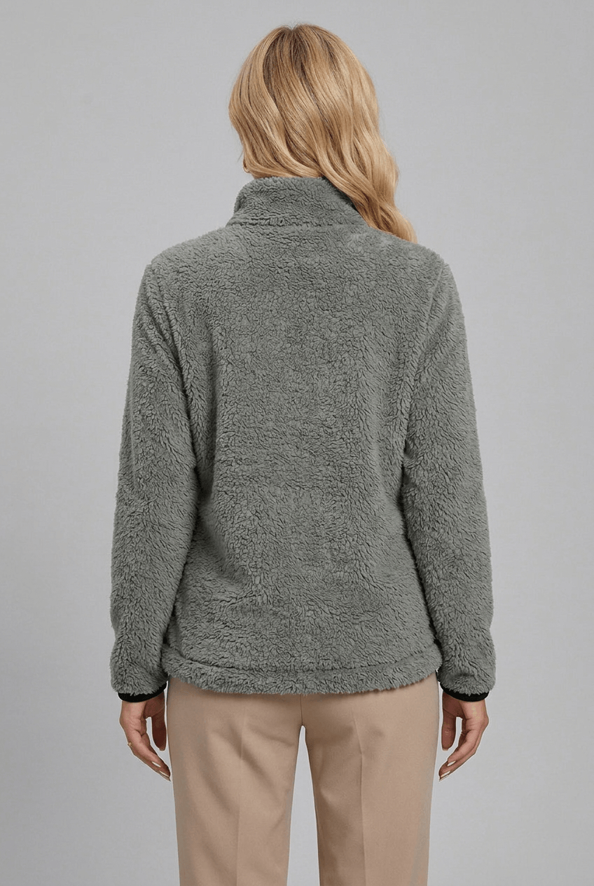 Warm Fleece Women's Zip-Up Jacket with Stand Collar