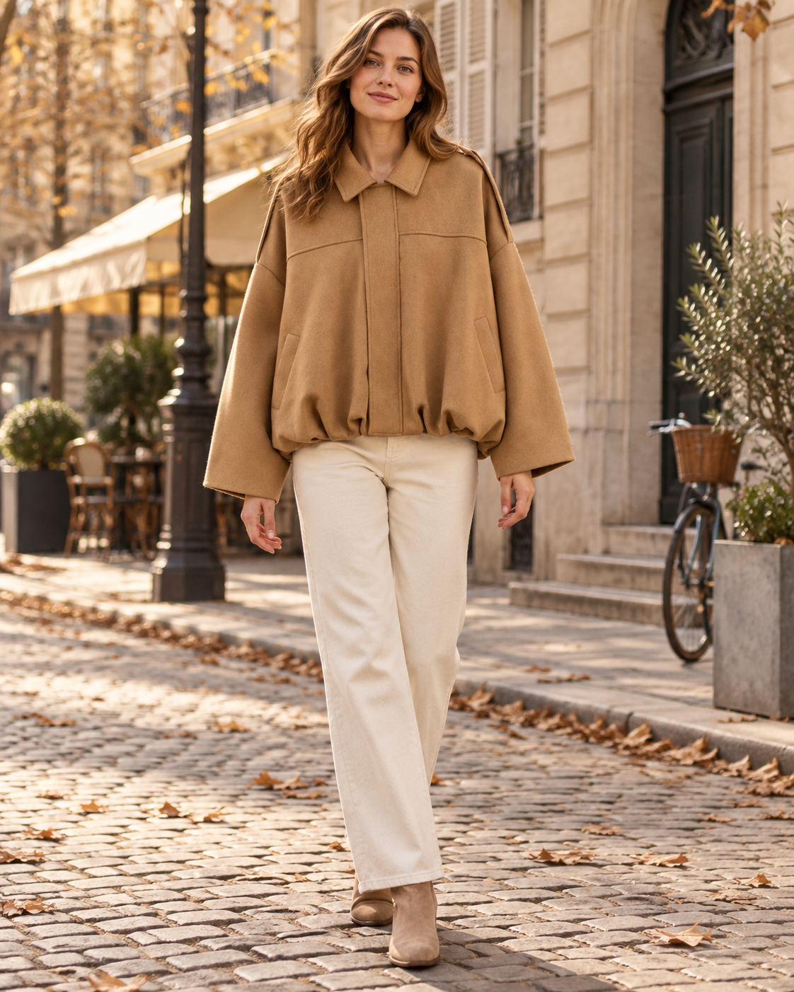 Wynona Women's Relaxed Fit Faux Suede Bomber Jacket with Batwing Sleeves