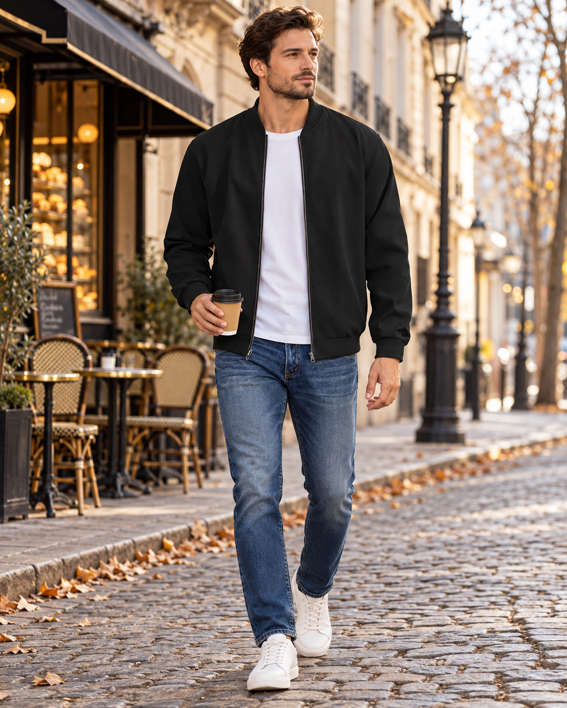Evander Men's Lightweight Casual Bomber Jacket – Zip-Up Aviator Style