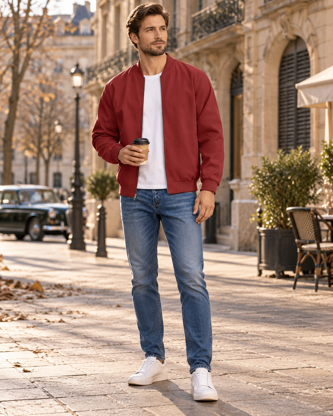 Evander Men's Lightweight Casual Bomber Jacket – Zip-Up Aviator Style