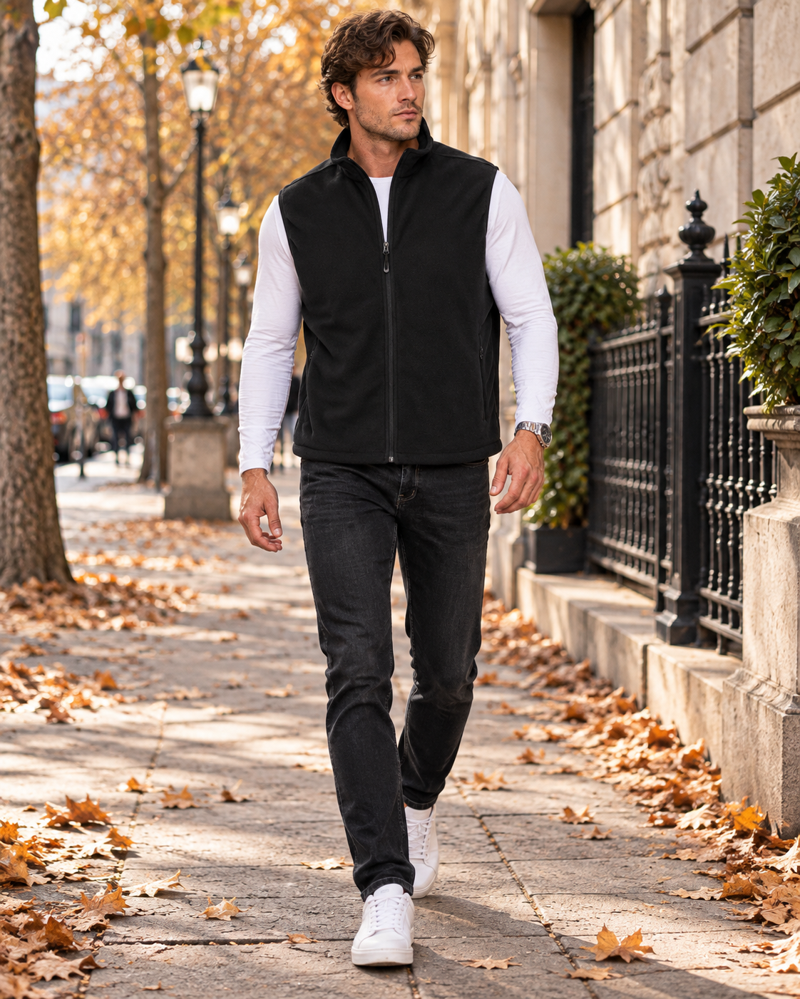 Rafael Men's Lightweight Sleeveless Fleece Gilet with Four Utility Pockets