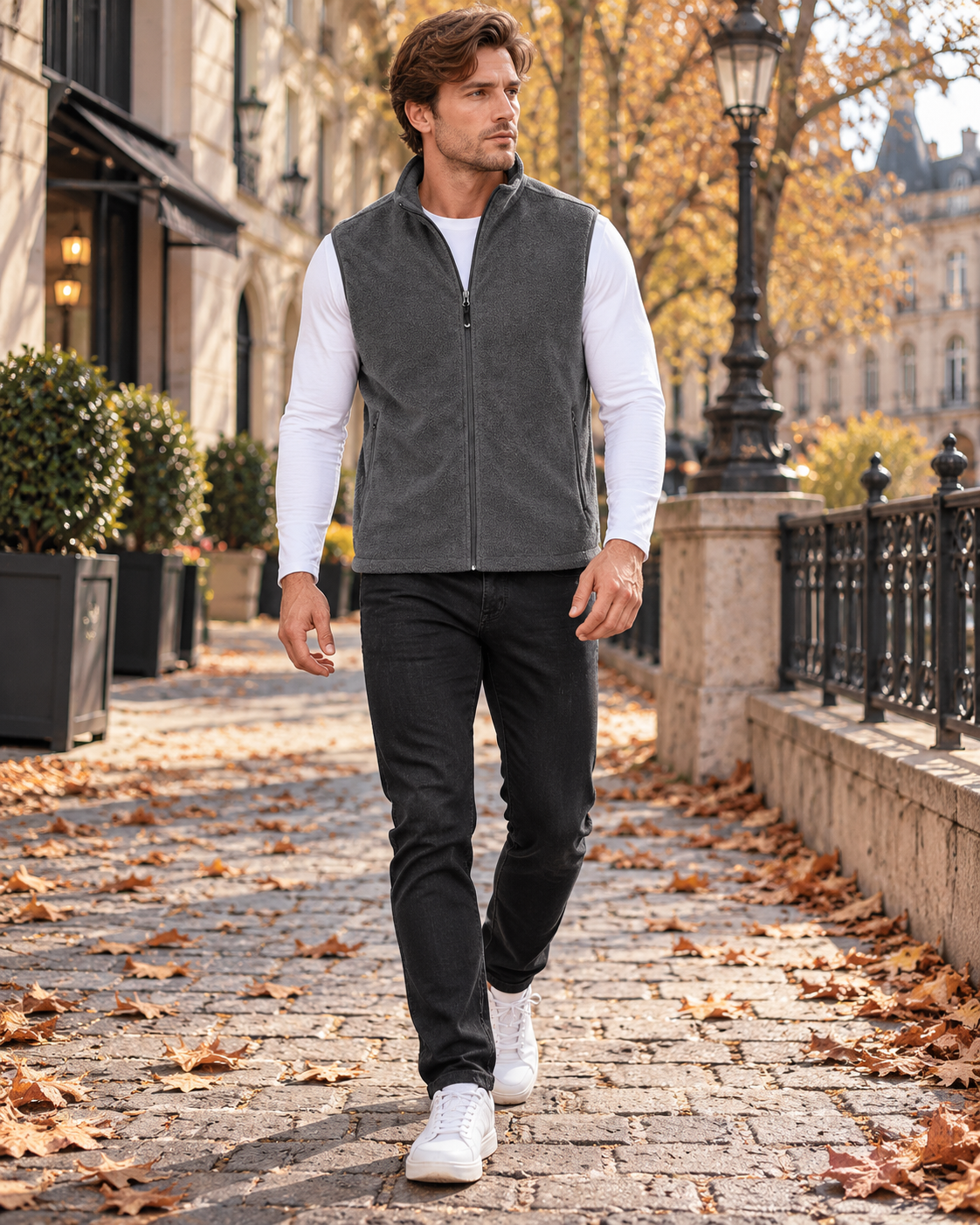 Rafael Men's Lightweight Sleeveless Fleece Gilet with Four Utility Pockets