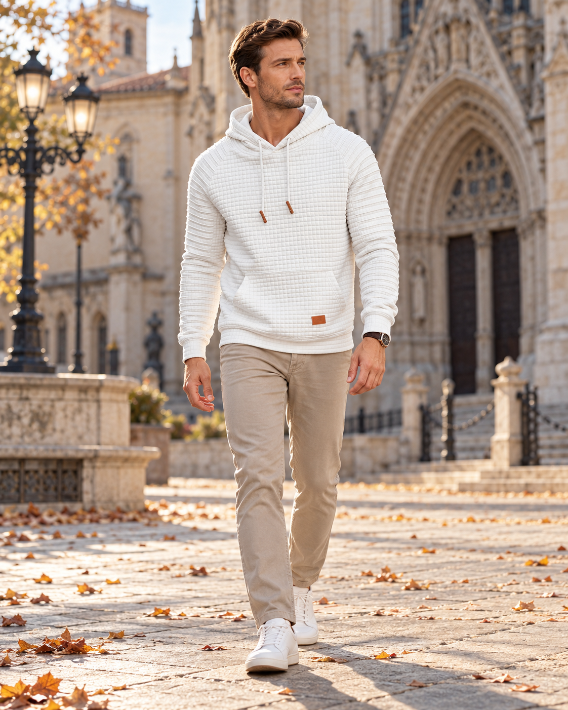 Men's Harvey Textured Hoodie - Adjustable Hood with Spacious Kangaroo Pocket