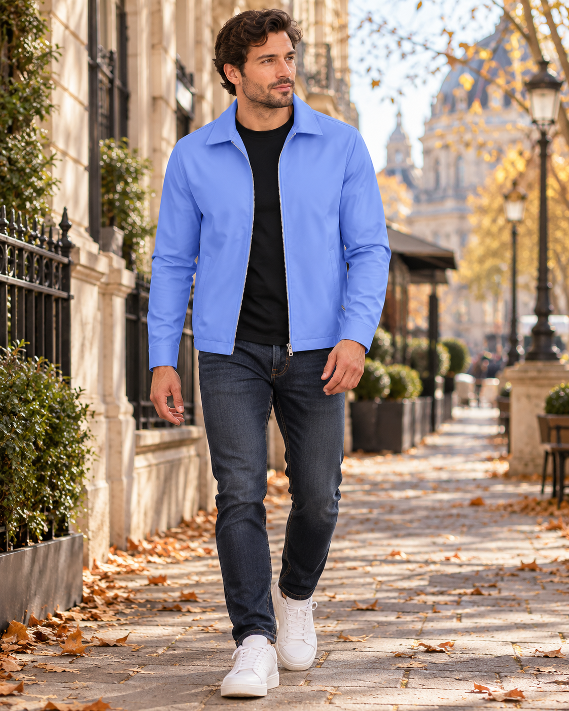Samuel Men's Lightweight Zip Jacket with Classic Collar and Zippered Pockets