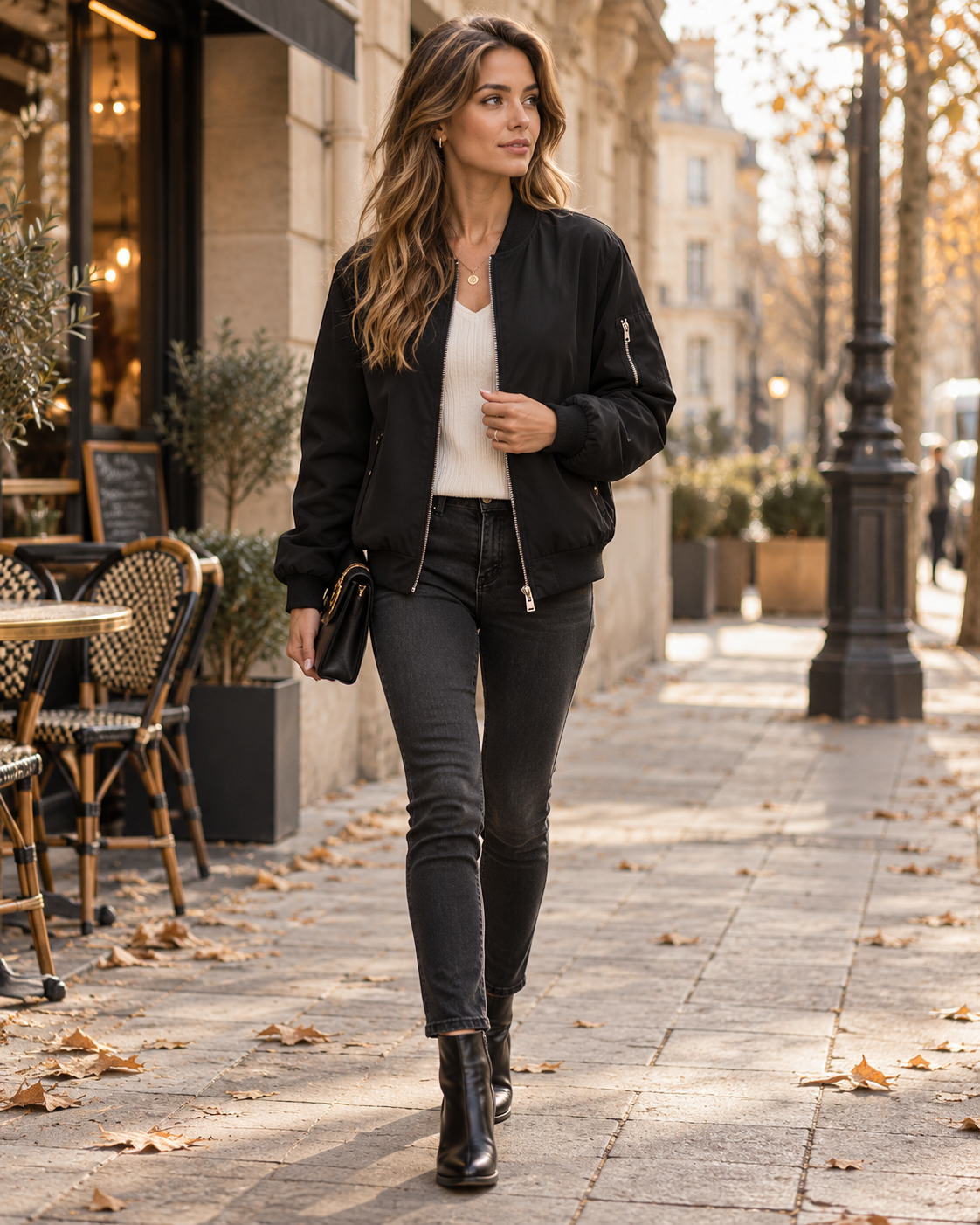 Andrea Lightweight Zip-Up Bomber Jacket with Pockets – Perfect Casual Coat for Spring and Fall