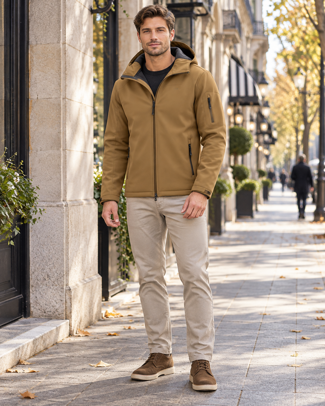 Rafael Men's Fleece-Lined Hooded Waterproof Softshell Jacket - Perfect for Everyday Wear