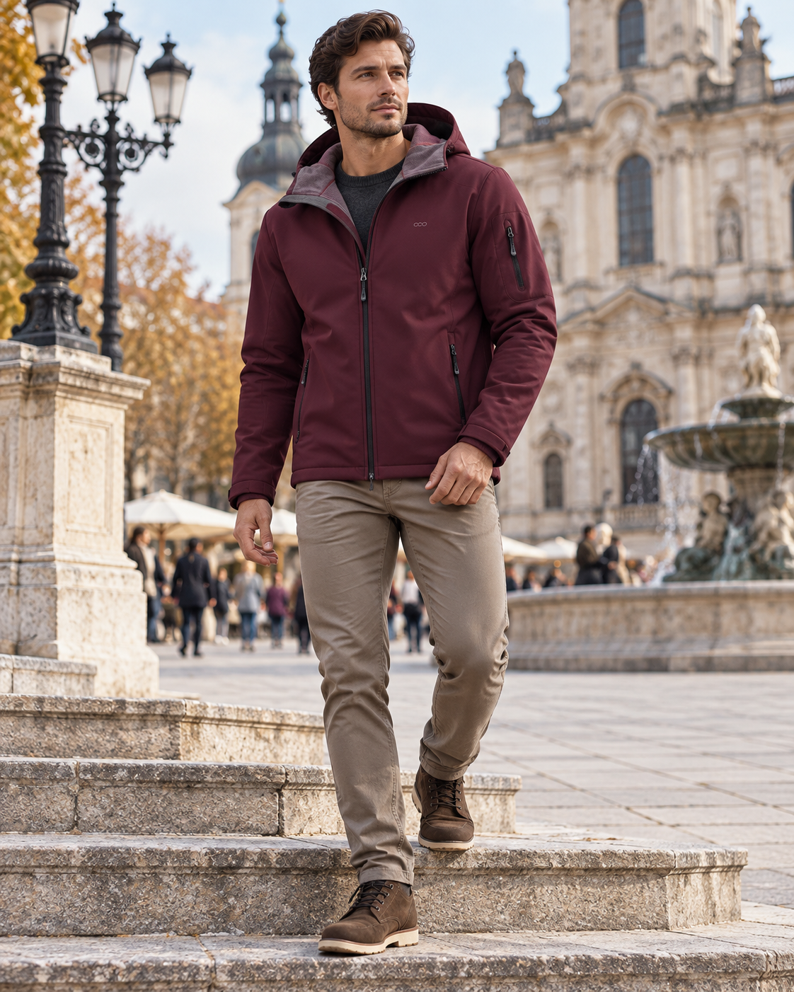 Rafael Men's Fleece-Lined Hooded Waterproof Softshell Jacket - Perfect for Everyday Wear