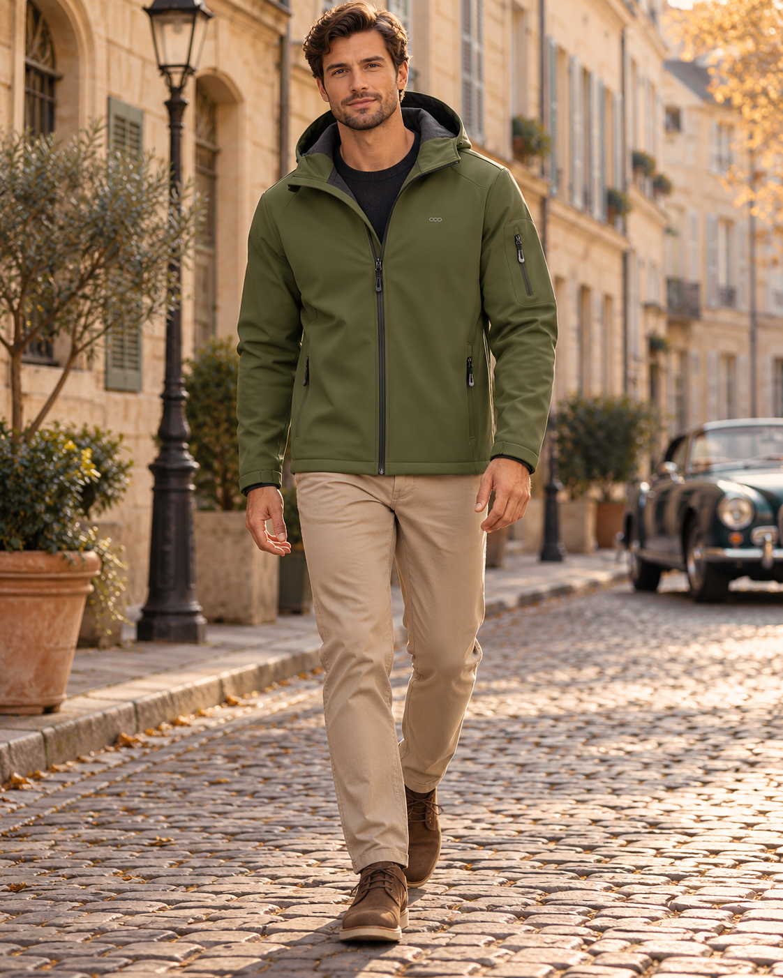 Rafael Men's Fleece-Lined Hooded Waterproof Softshell Jacket - Perfect for Everyday Wear