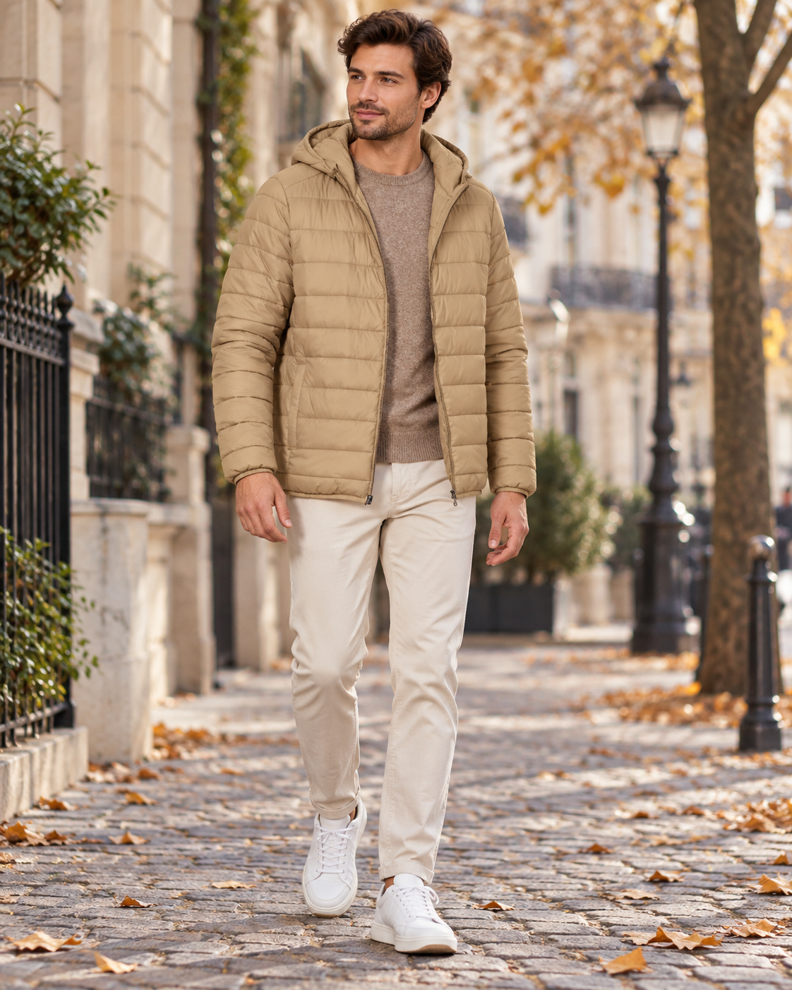 Santino Men's Lightweight Packable Down Jacket – Water-Repellent, Hooded Design with Zippered Pockets