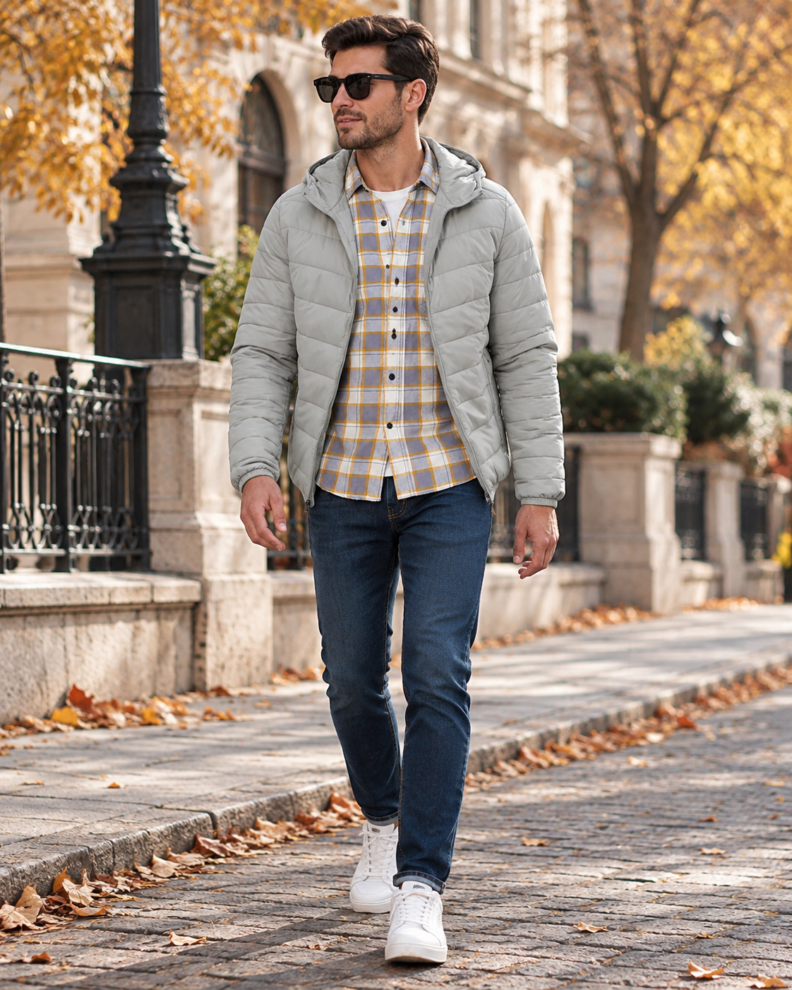 Santino Men's Lightweight Packable Down Jacket – Water-Repellent, Hooded Design with Zippered Pockets
