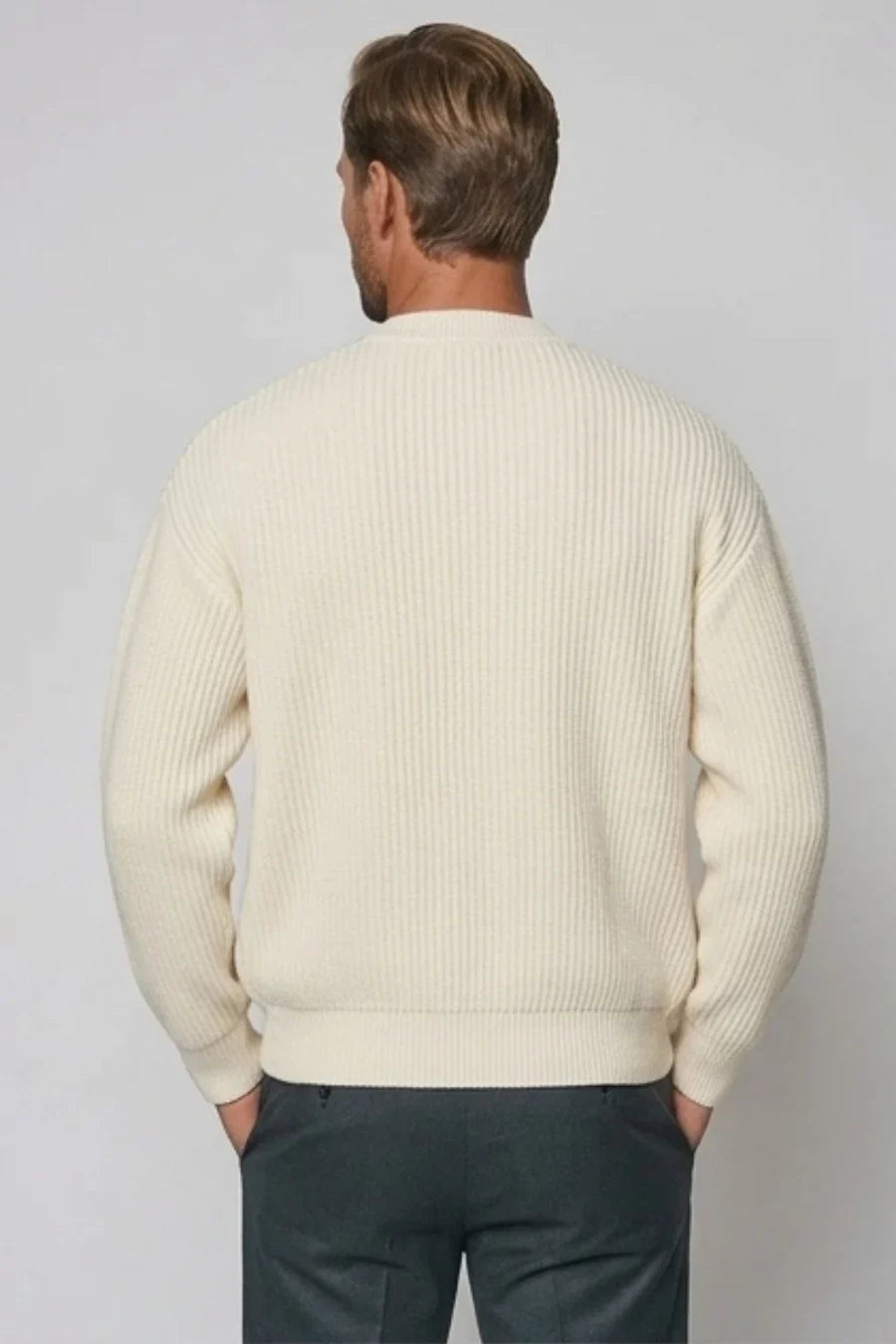 Knitted cardigan for men with pockets - Beige