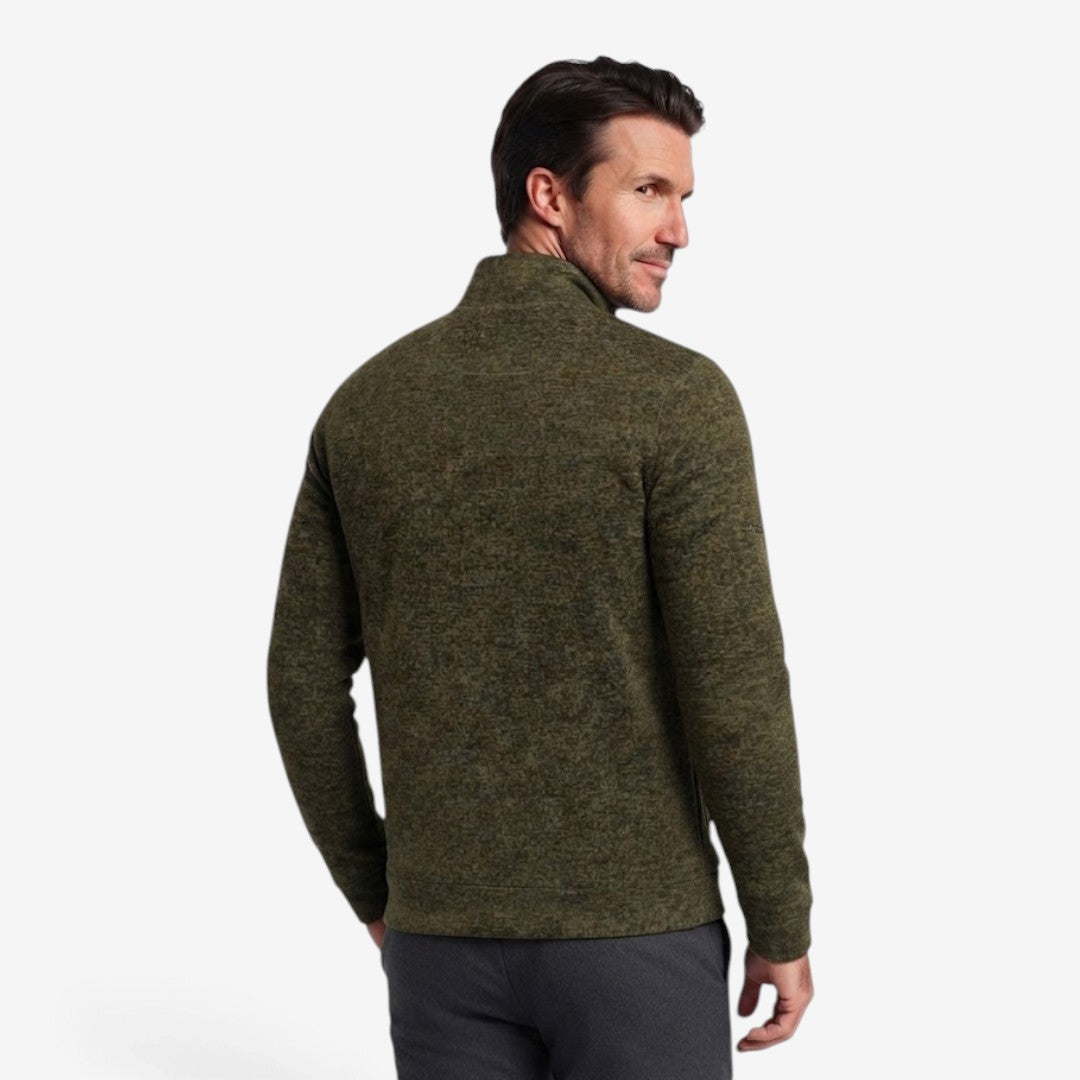Sleek Slim-Fit Men's Cardigan with Stand-Up Collar and Zippered Pockets