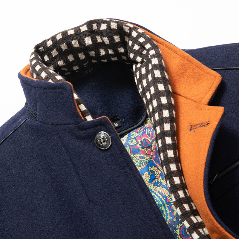 Men's Sophisticated Wool Coat with Stand-Up Collar
