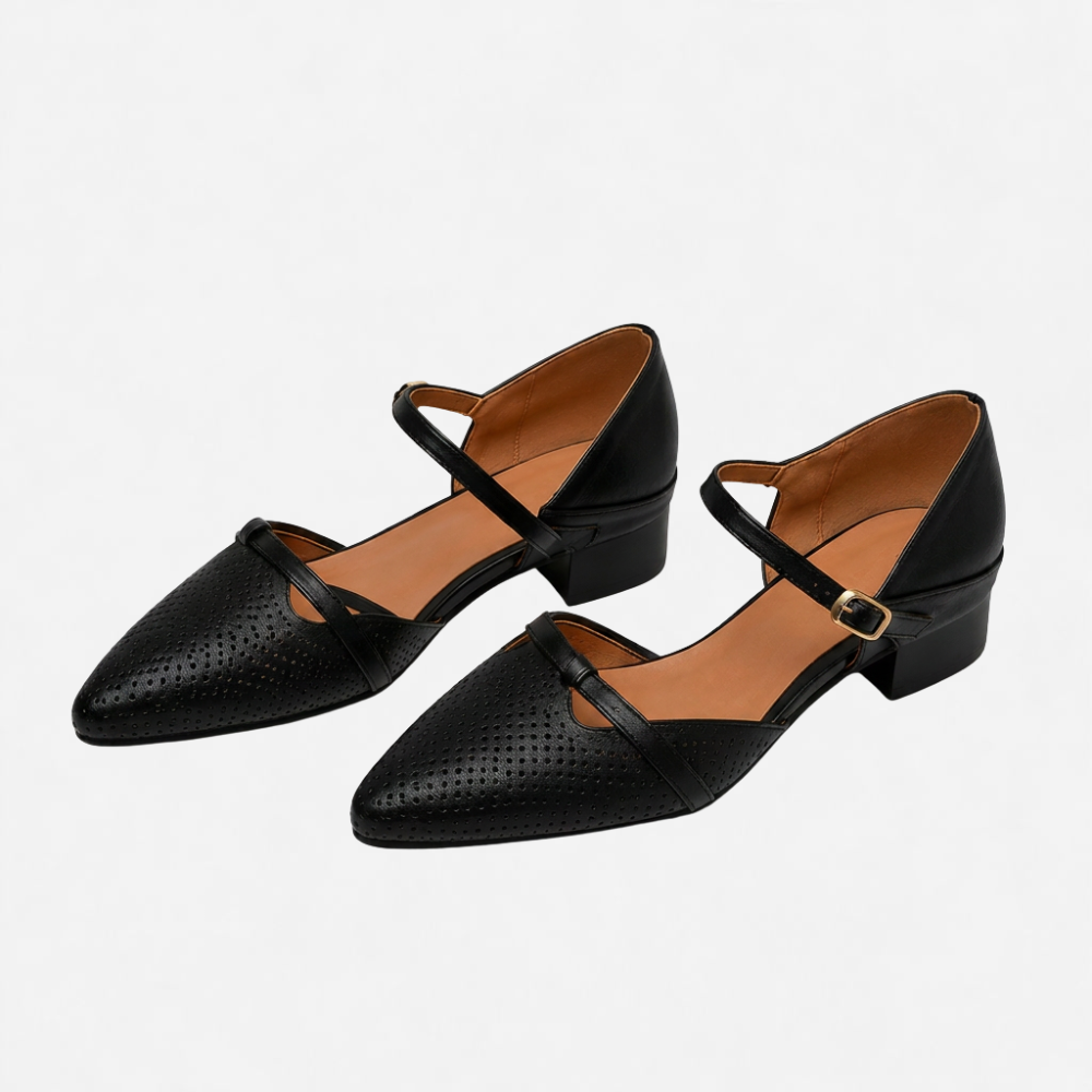 OLDMONEYLOOK | Women’s Refined Patchwork Ankle Strap Flats