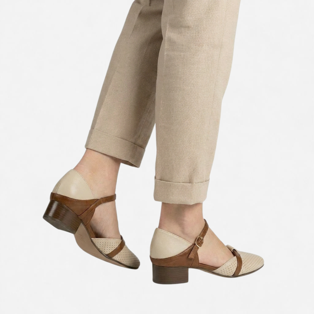 OLDMONEYLOOK | Women’s Refined Patchwork Ankle Strap Flats