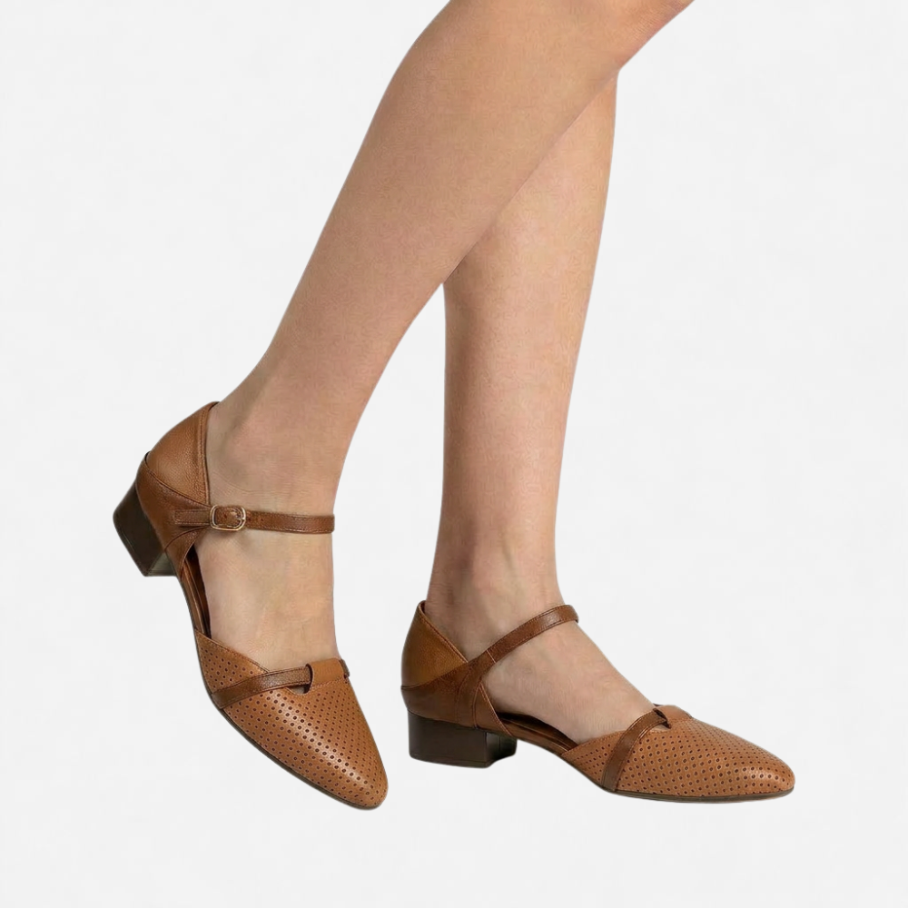 OLDMONEYLOOK | Women’s Refined Patchwork Ankle Strap Flats