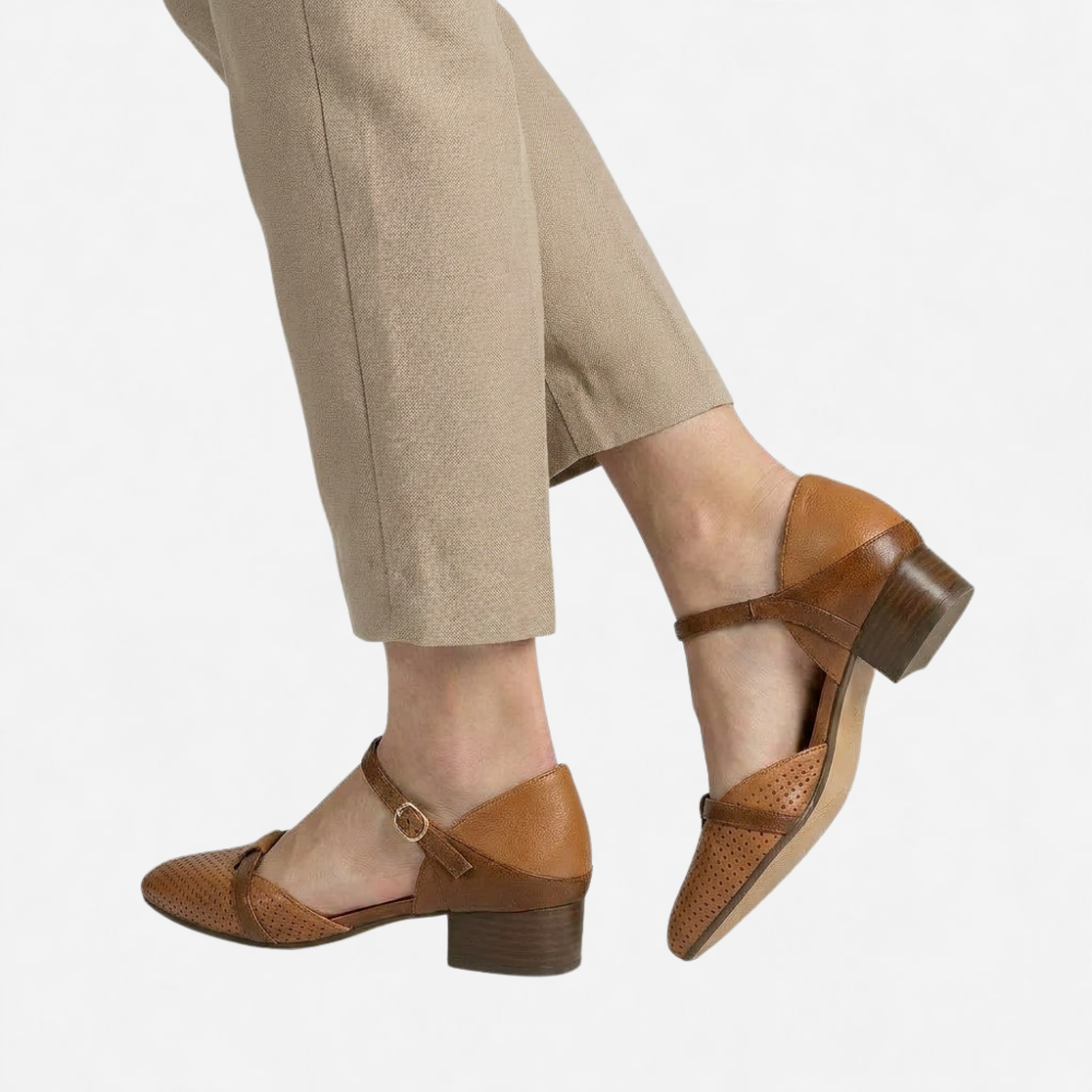 OLDMONEYLOOK | Women’s Refined Patchwork Ankle Strap Flats