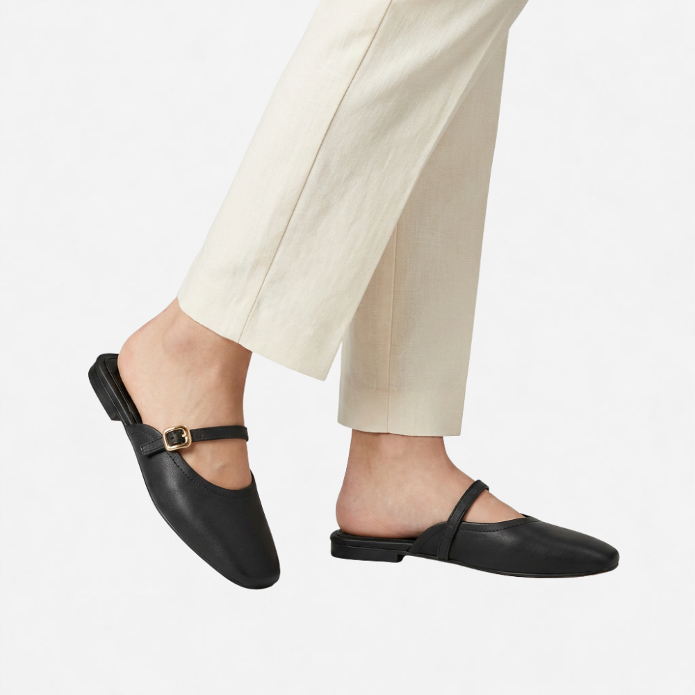OLDMONEYLOOK | Women’s Refined Flat Slip-On Mule Shoes