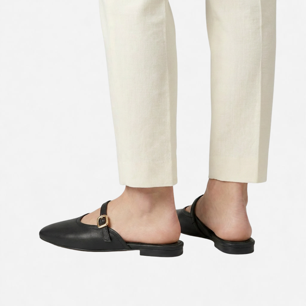 OLDMONEYLOOK | Women’s Refined Flat Slip-On Mule Shoes