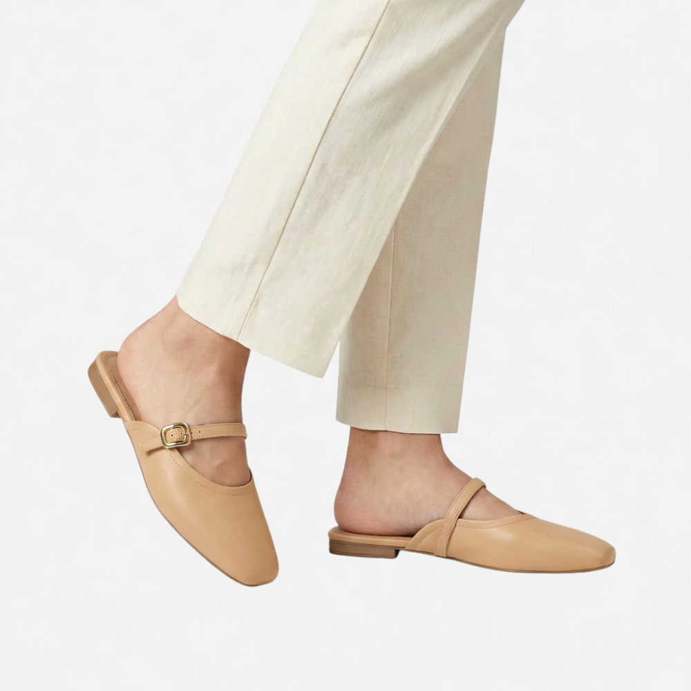 OLDMONEYLOOK | Women’s Refined Flat Slip-On Mule Shoes