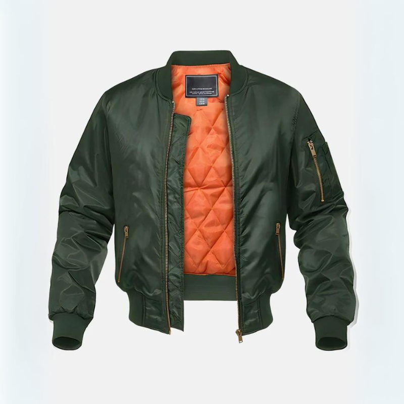 Insulated Bomber Jacket with Zip – Winter Jacket Designed for Pilots